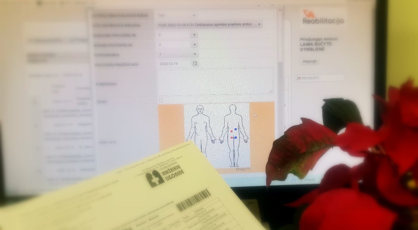 Ambulatorinės reabilitacijos skyriuje startuoja nauja reabilitacijos procedūrų paskyrimo, registravimo ir įvykdymo fiksavimo elektroniniu būdu tvarka
