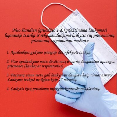 Augant sergamumui virusinėmis ligomis griežtinama lankymosi ligoninėje tvarka