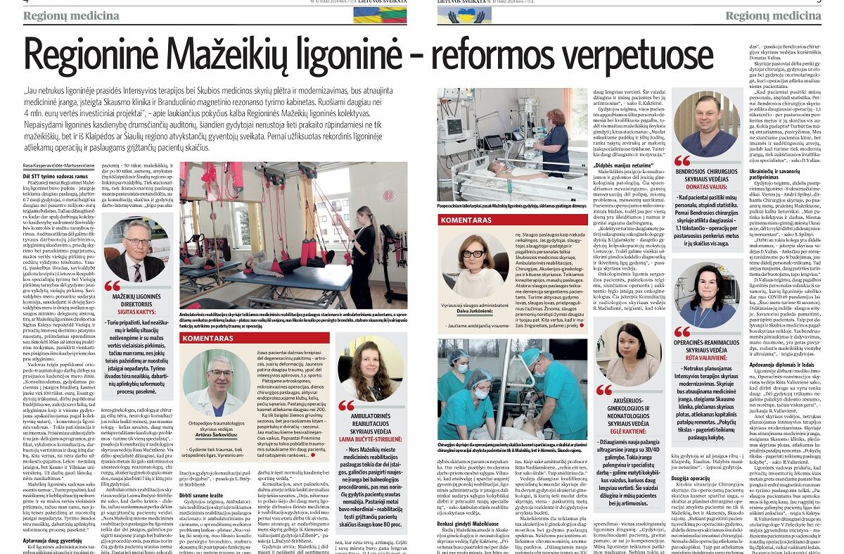 Regioninė Mažeikių ligoninė – reformos verpetuose