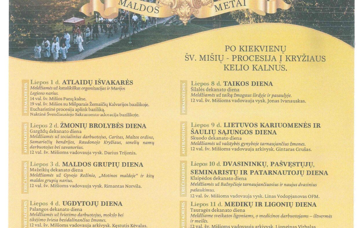 Kviečiame dalyvauti Didžiųjų atlaidų Medikų ir ligonių dienos šv. Mišiose