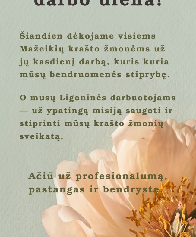 Sveikiname su Tarptautine darbo diena.