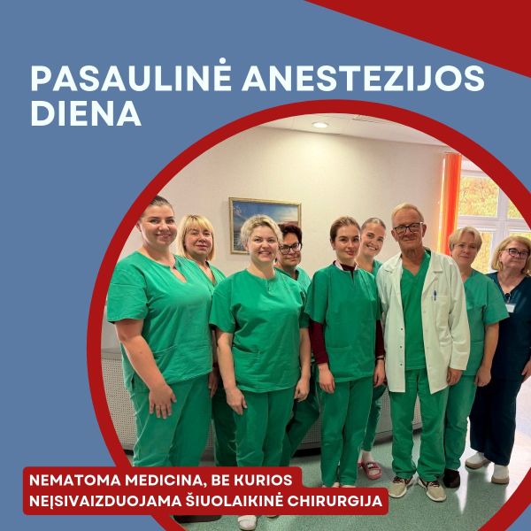 Spalio 16-oji – Pasaulinė anestezijos diena: nematoma medicina, be kurios neįsivaizduojama šiuolaikinė chirurgija